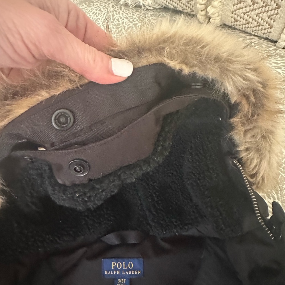 Polo by Ralph Lauren Black Puffer Jacket with Faux Fur Hood - Picture 8 of 10